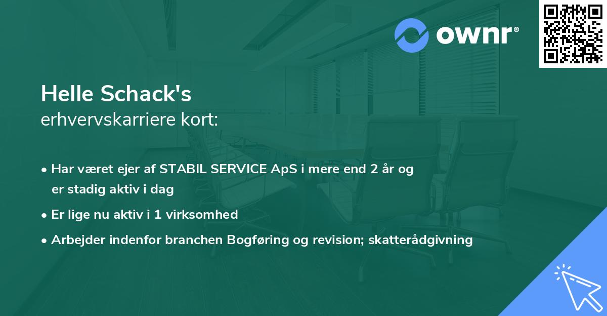 Helle Schack's erhvervskarriere kort