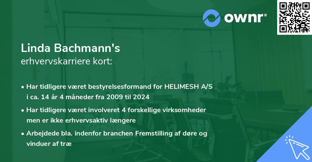 Linda Bachmann's erhvervskarriere kort