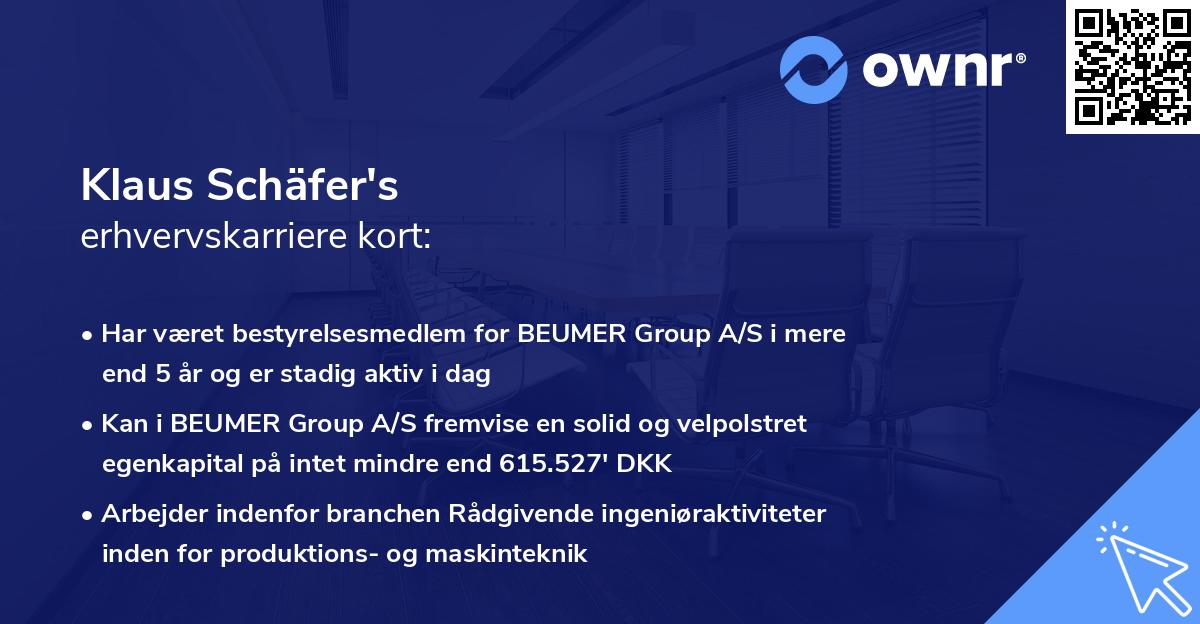 Klaus Schäfer's erhvervskarriere kort