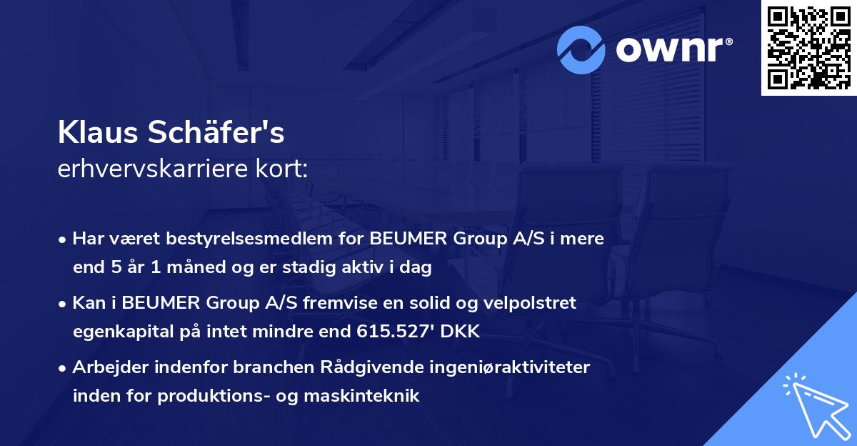Klaus Schäfer's erhvervskarriere kort