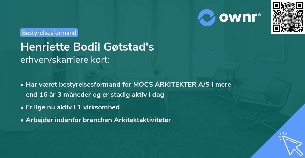 Henriette Bodil Gøtstad's erhvervskarriere kort