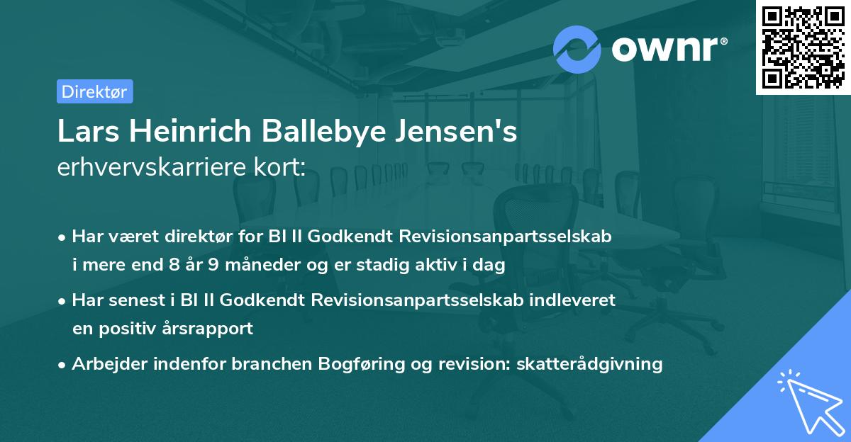 Lars Heinrich Ballebye Jensen's erhvervskarriere kort