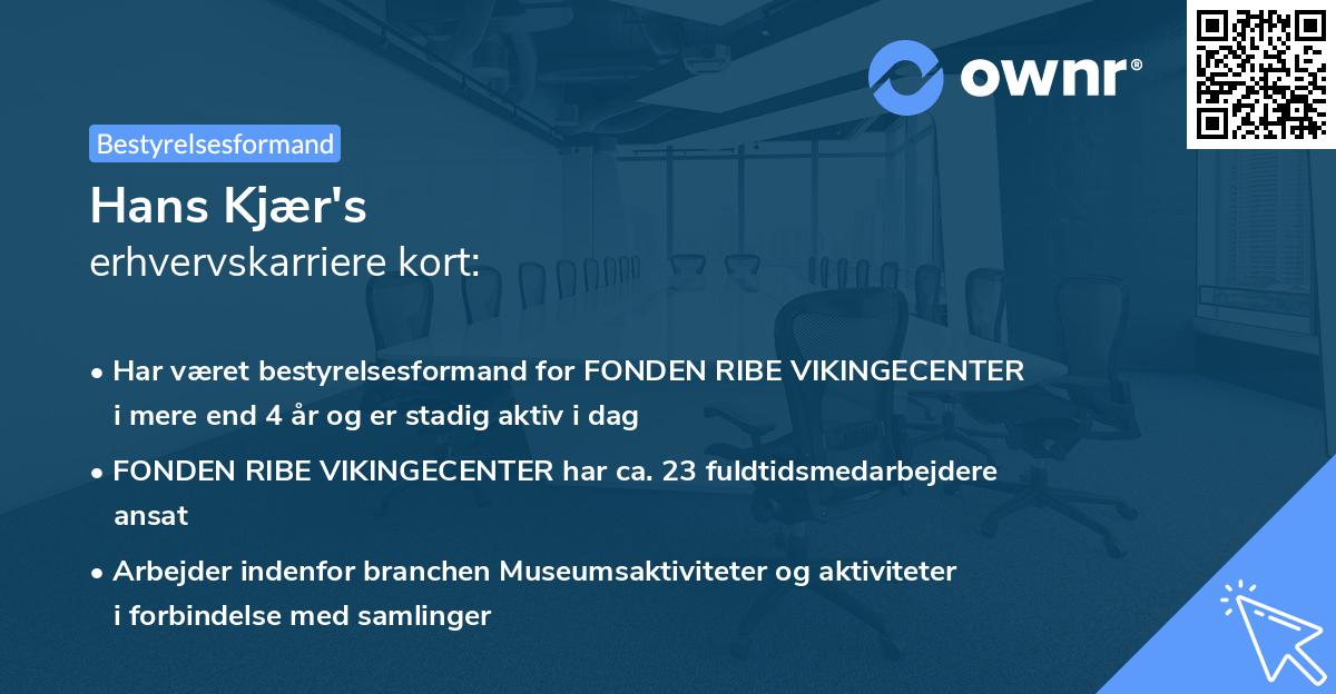 Hans Kjær's erhvervskarriere kort