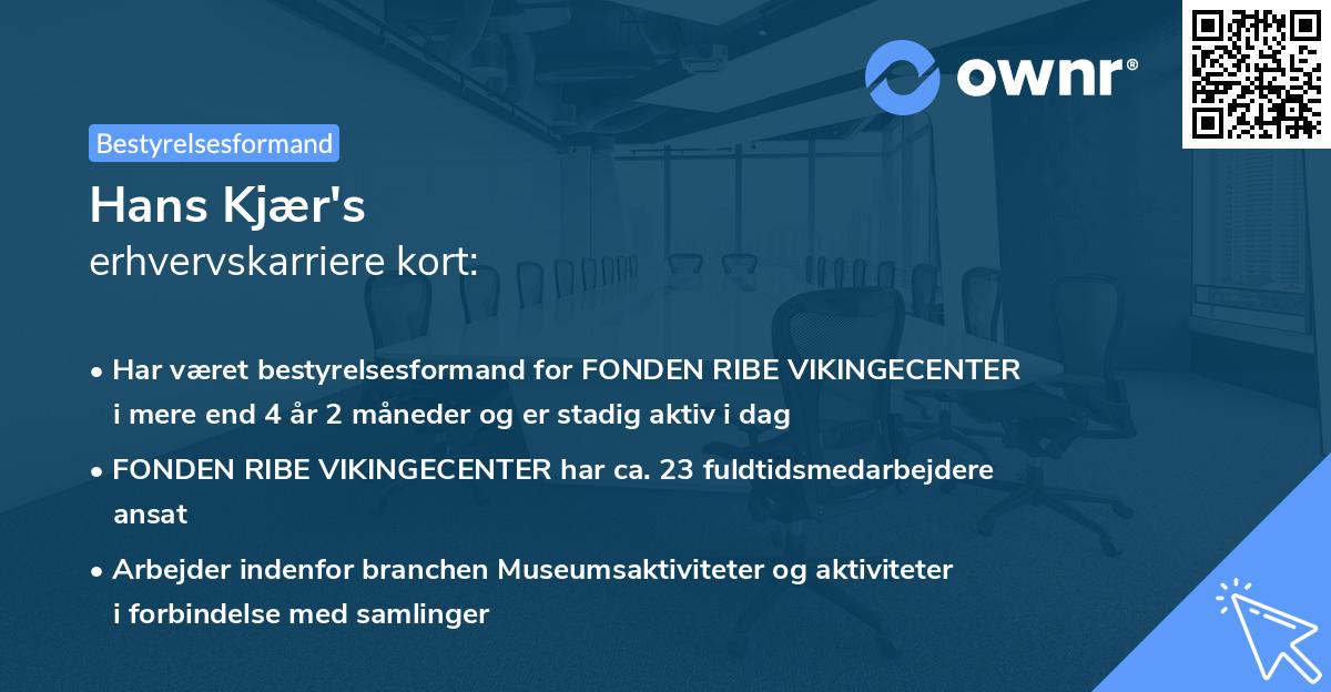 Hans Kjær's erhvervskarriere kort