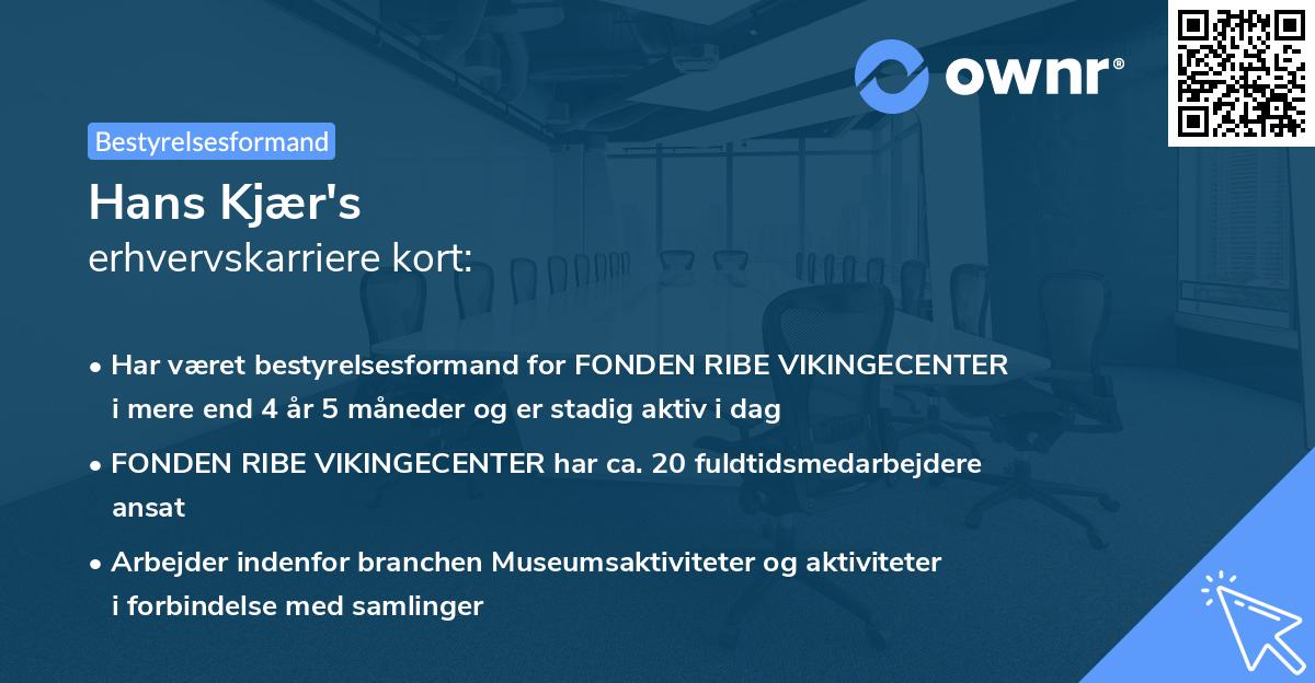 Hans Kjær's erhvervskarriere kort
