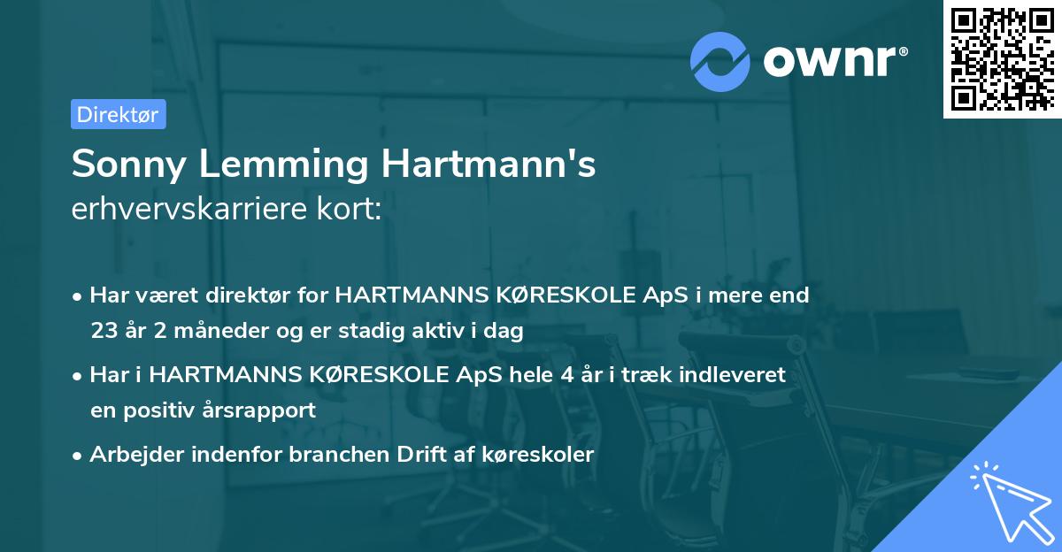Sonny Lemming Hartmann's erhvervskarriere kort