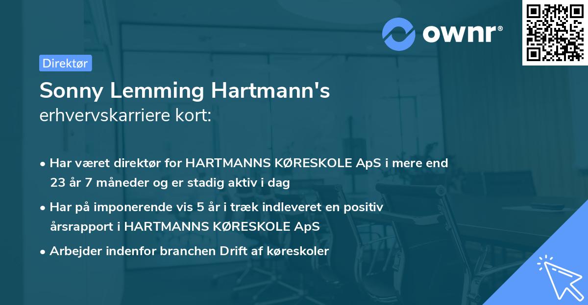 Sonny Lemming Hartmann's erhvervskarriere kort