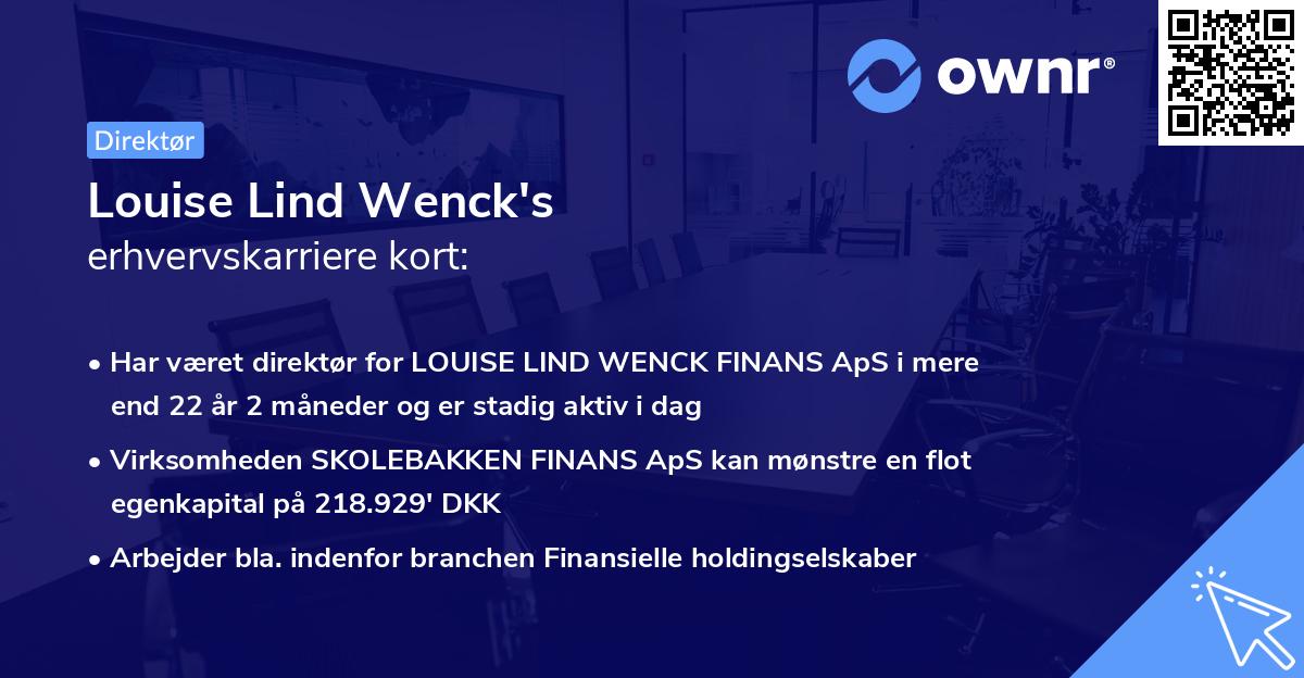 Louise Lind Wenck's erhvervskarriere kort