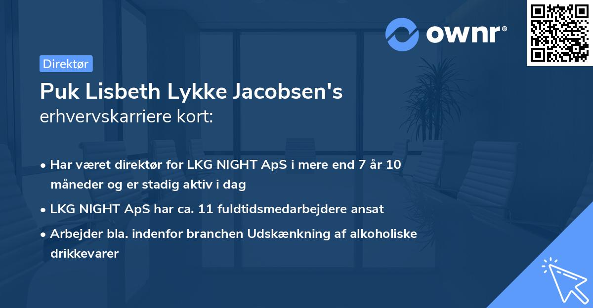 Puk Lisbeth Lykke Jacobsen's erhvervskarriere kort