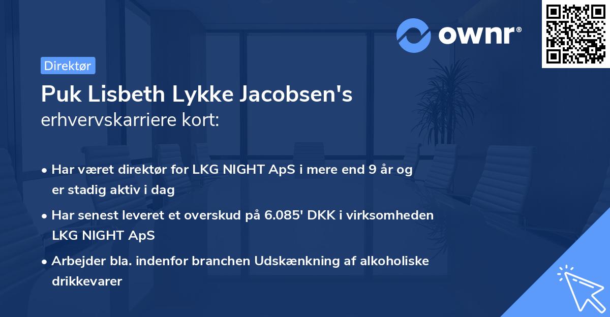 Puk Lisbeth Lykke Jacobsen's erhvervskarriere kort