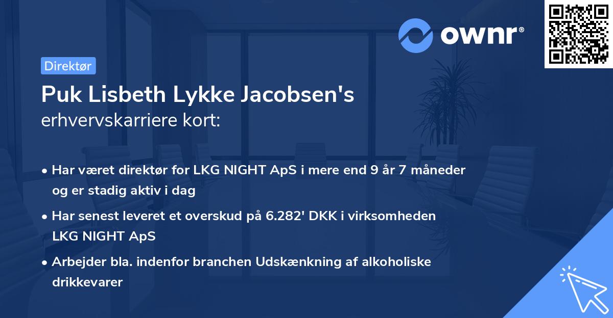 Puk Lisbeth Lykke Jacobsen's erhvervskarriere kort