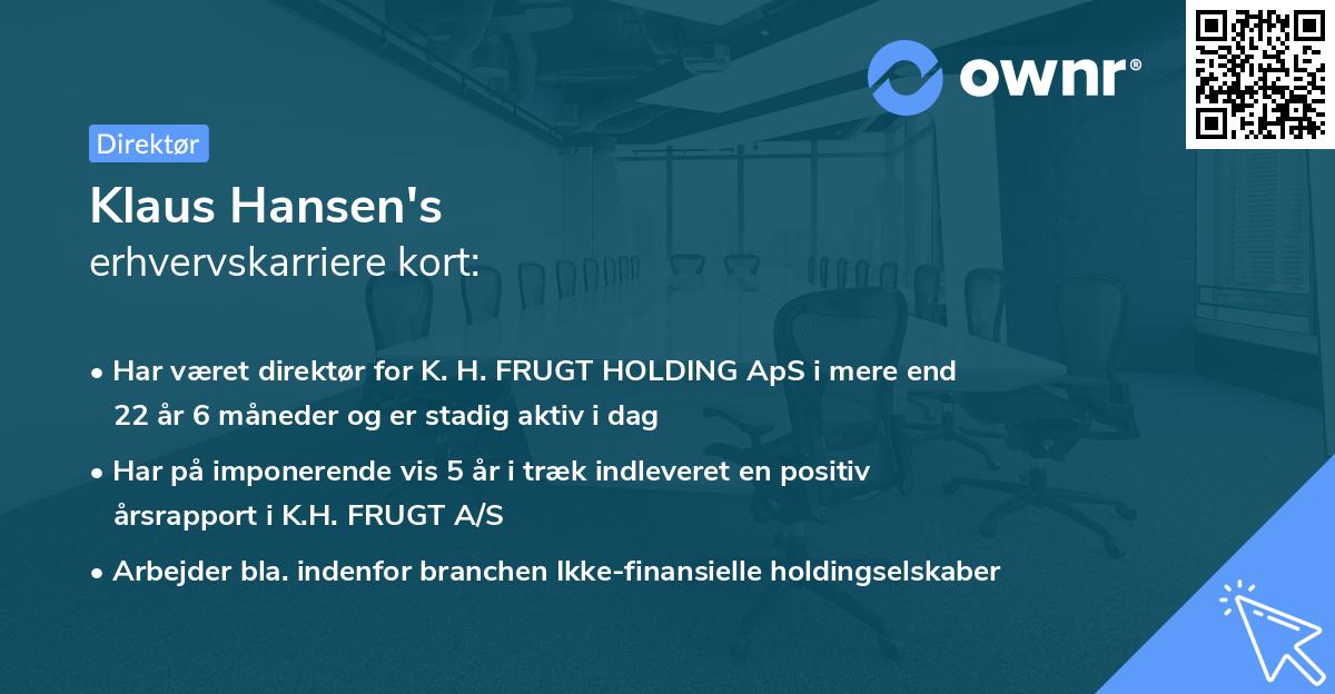 Klaus Hansen's erhvervskarriere kort