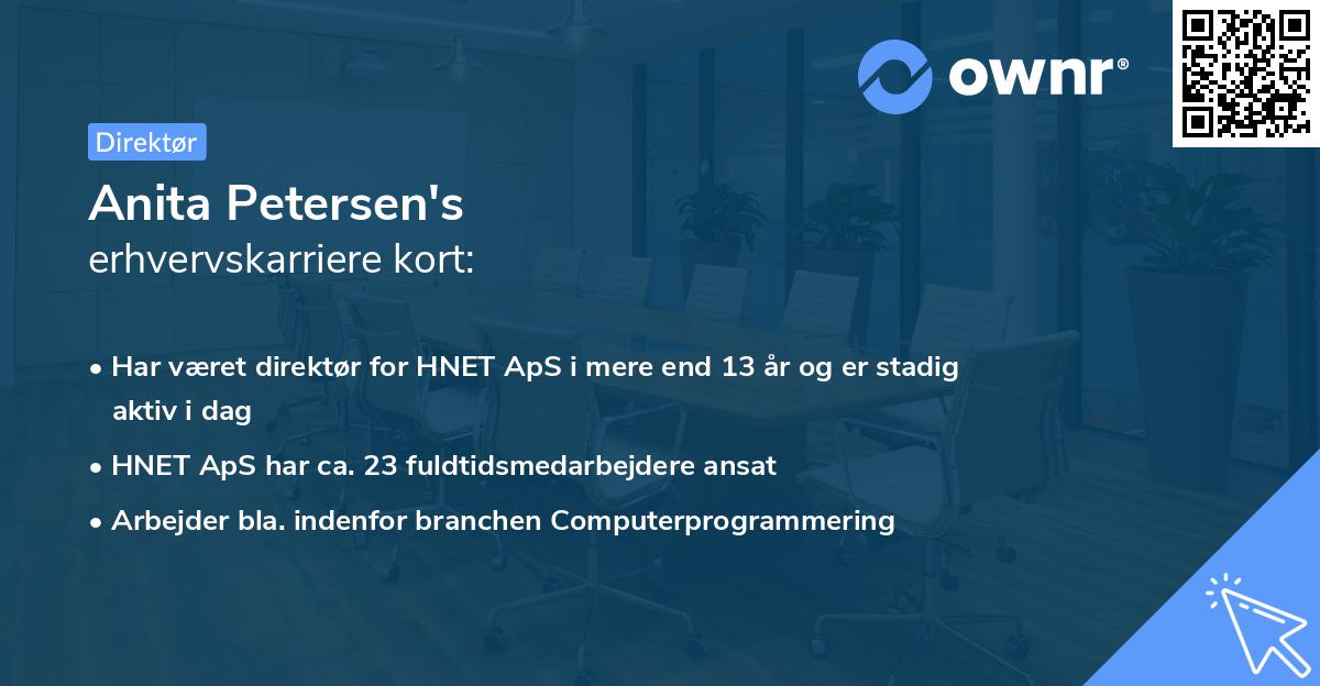 Anita Petersen's erhvervskarriere kort