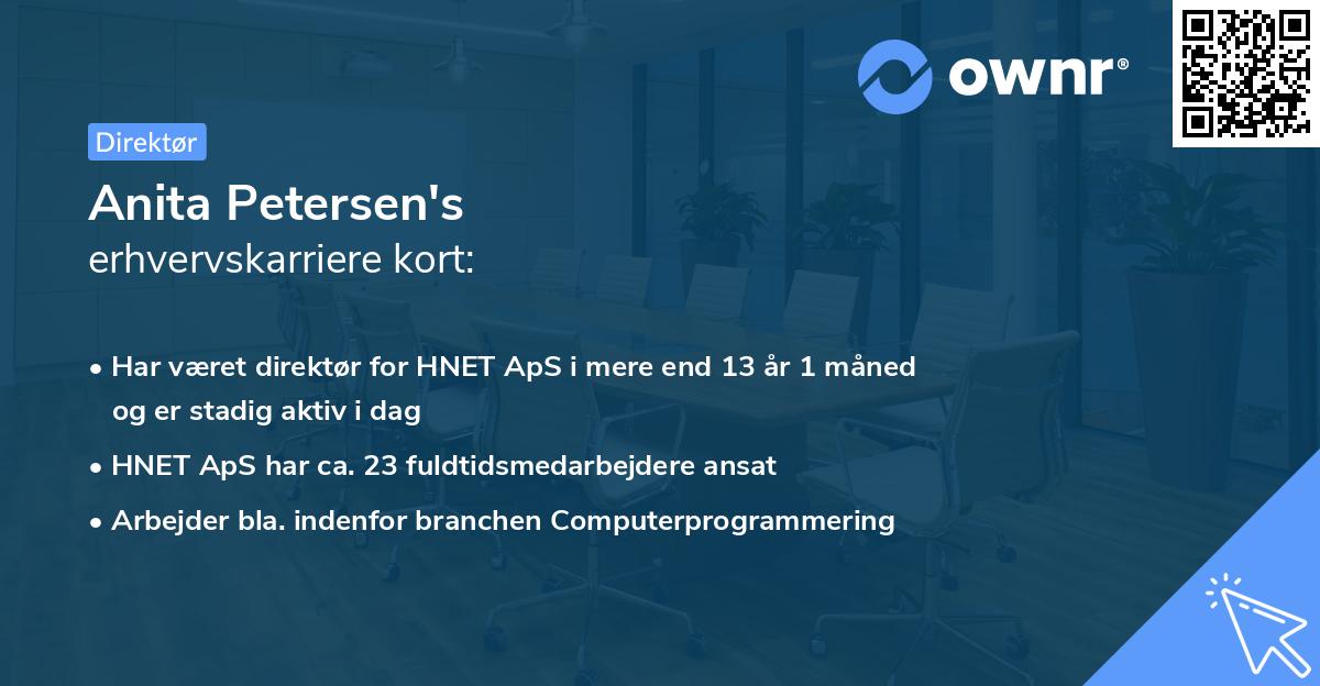 Anita Petersen's erhvervskarriere kort
