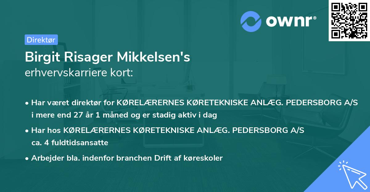Birgit Risager Mikkelsen's erhvervskarriere kort