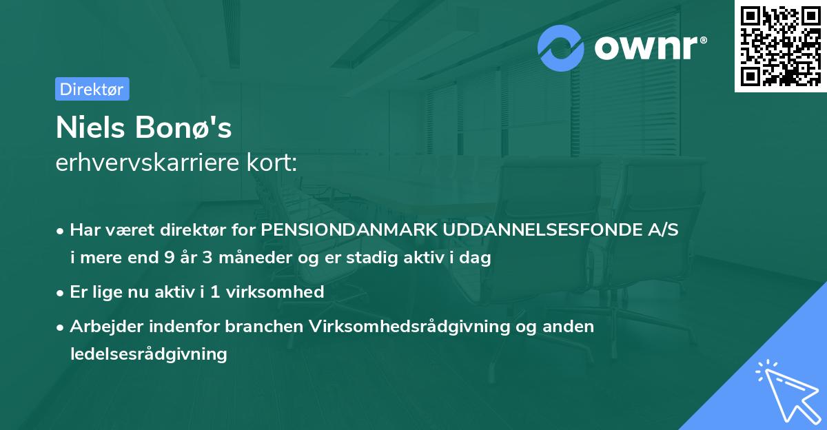 Niels Bonø's erhvervskarriere kort