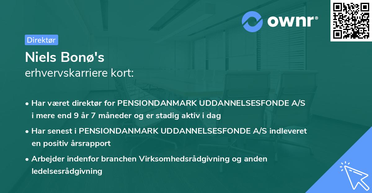 Niels Bonø's erhvervskarriere kort