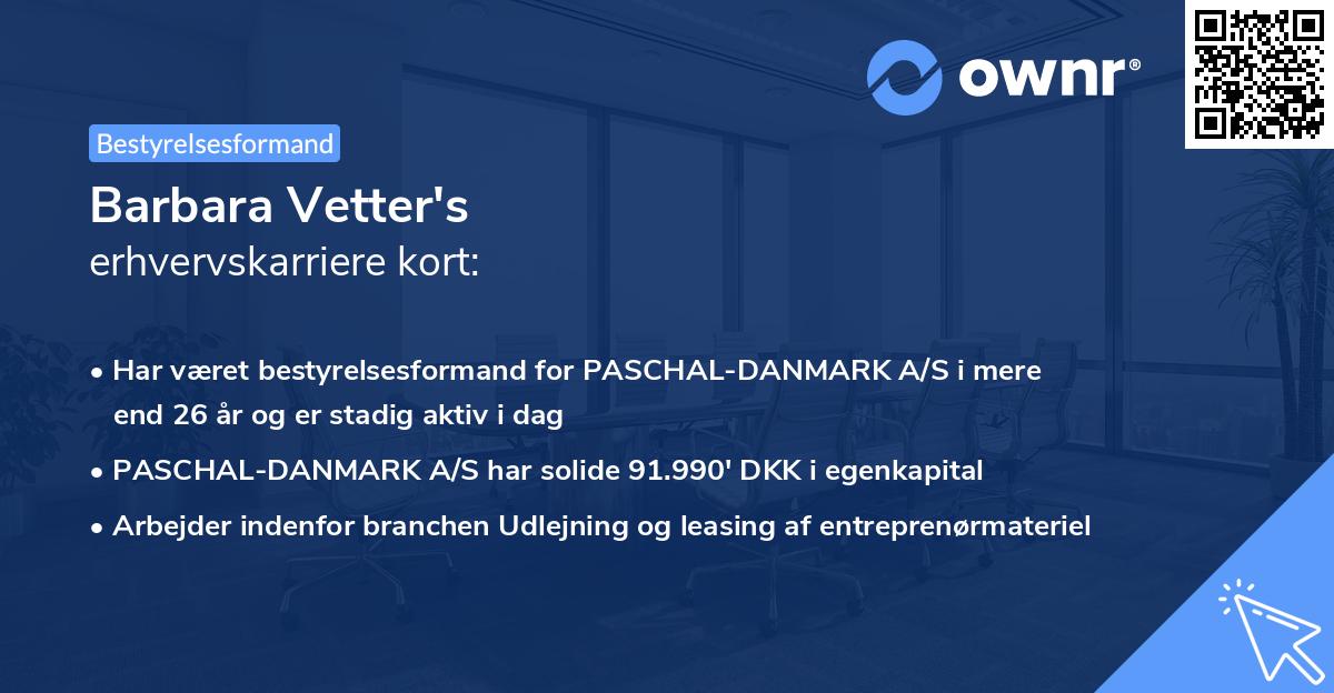 Barbara Vetter's erhvervskarriere kort