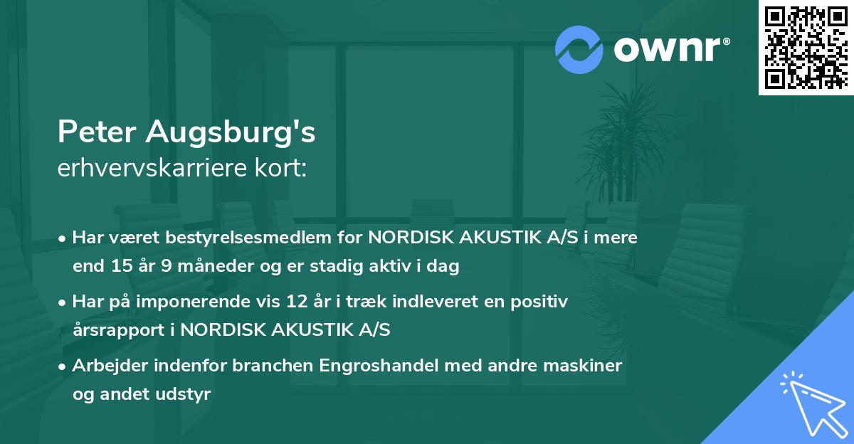 Peter Augsburg's erhvervskarriere kort