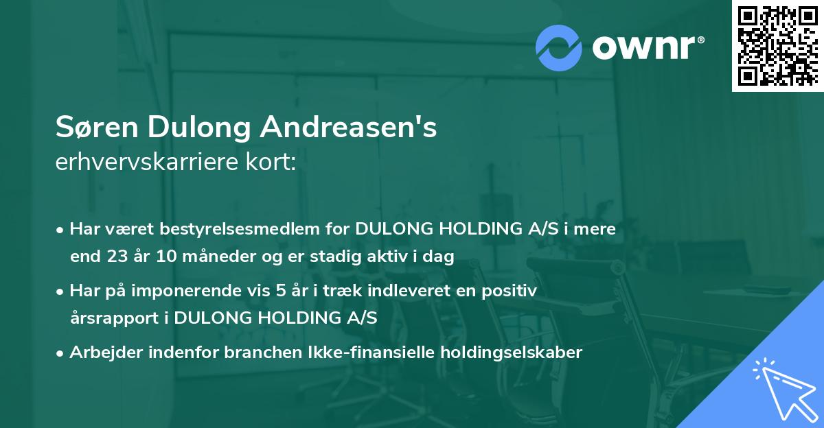 Søren Dulong Andreasen's erhvervskarriere kort