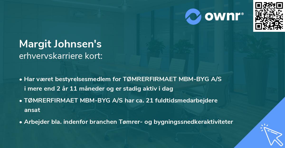 Margit Johnsen's erhvervskarriere kort