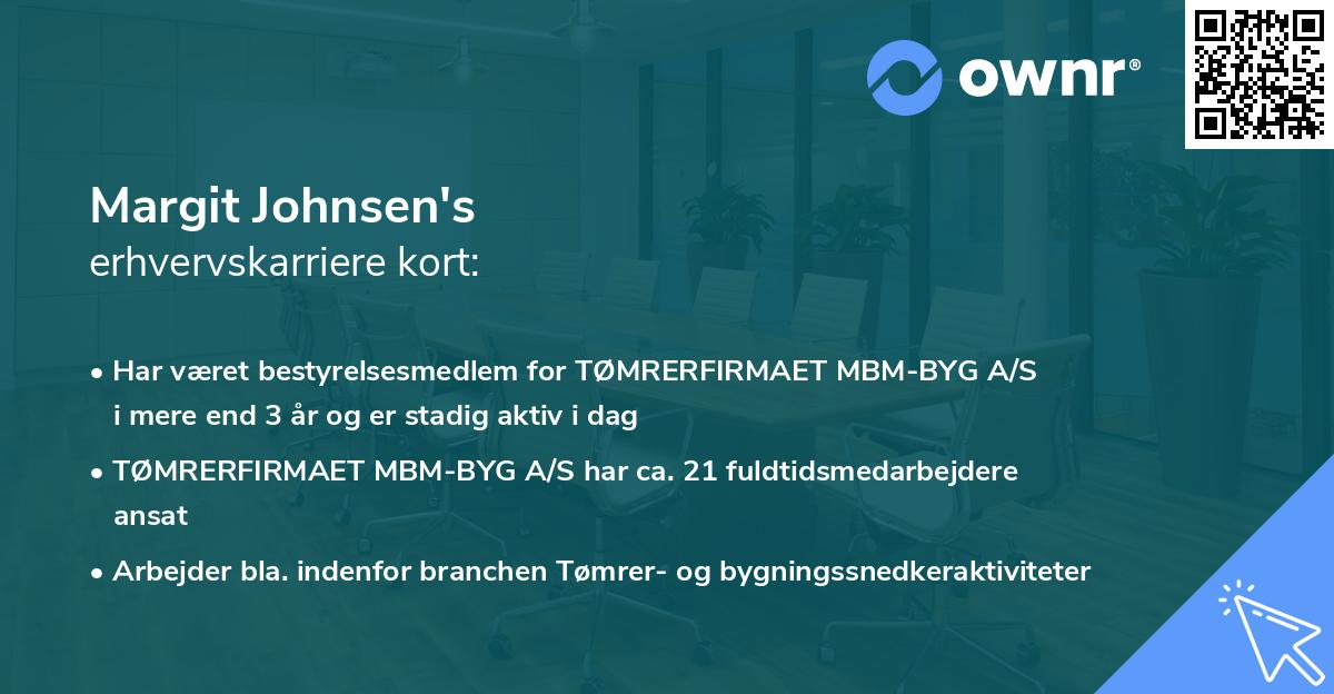 Margit Johnsen's erhvervskarriere kort