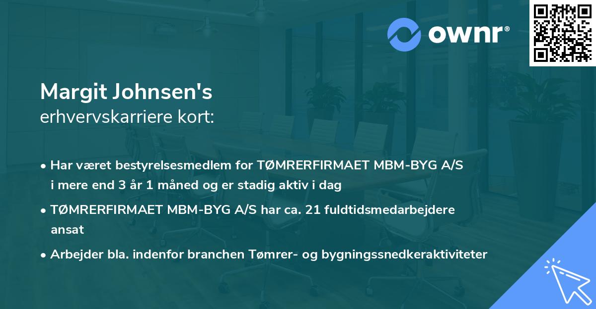 Margit Johnsen's erhvervskarriere kort