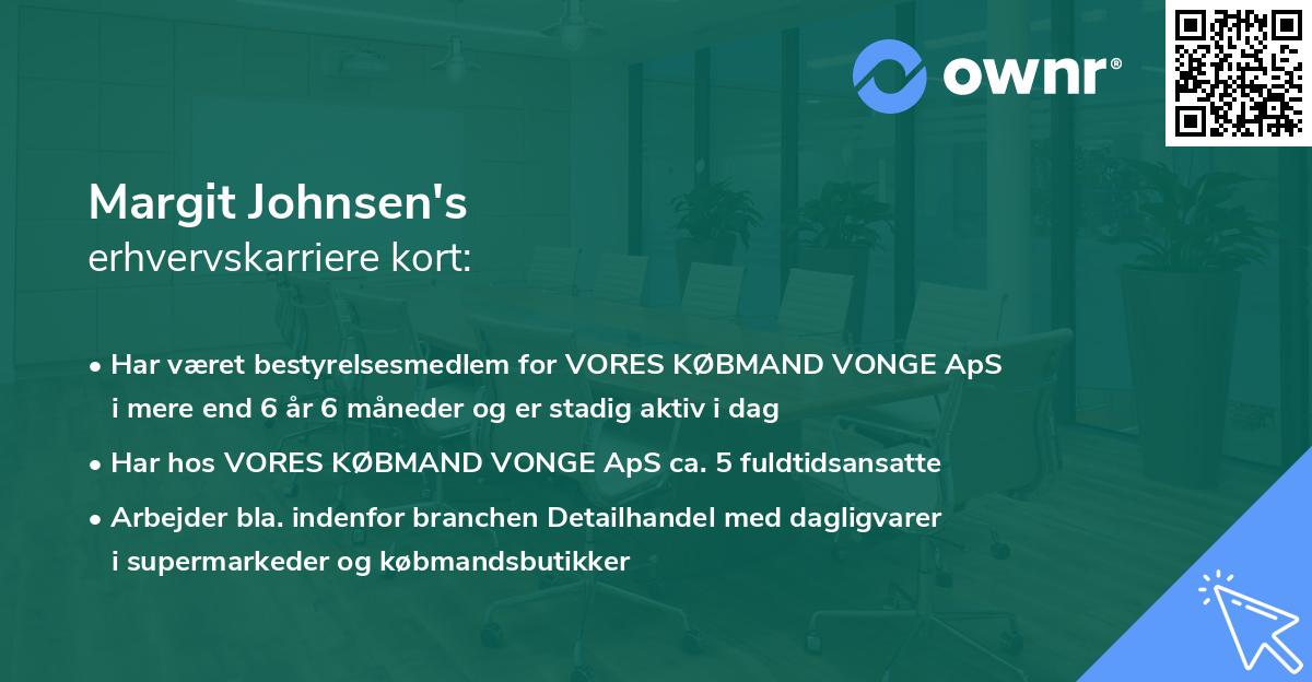 Margit Johnsen's erhvervskarriere kort