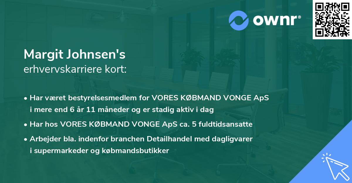Margit Johnsen's erhvervskarriere kort
