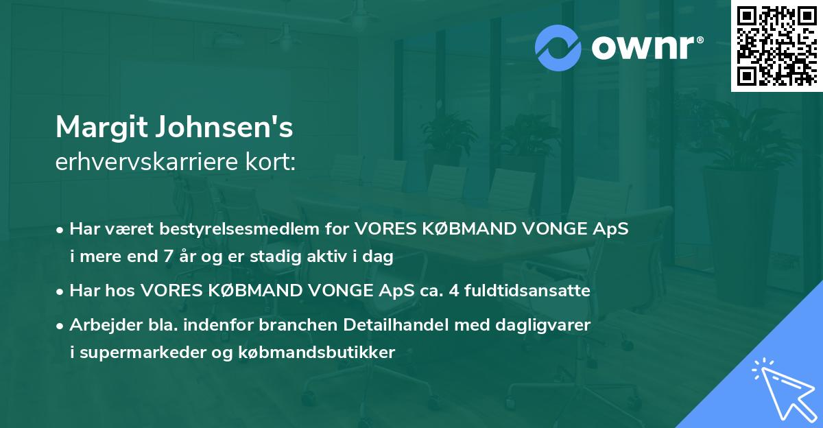 Margit Johnsen's erhvervskarriere kort