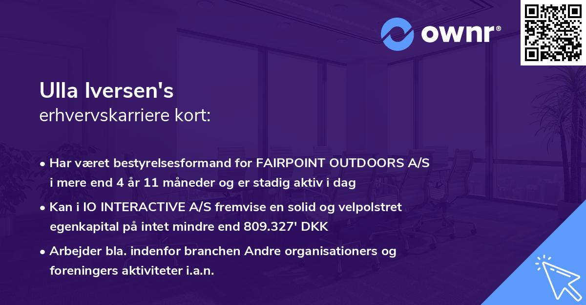 Ulla Iversen's erhvervskarriere kort