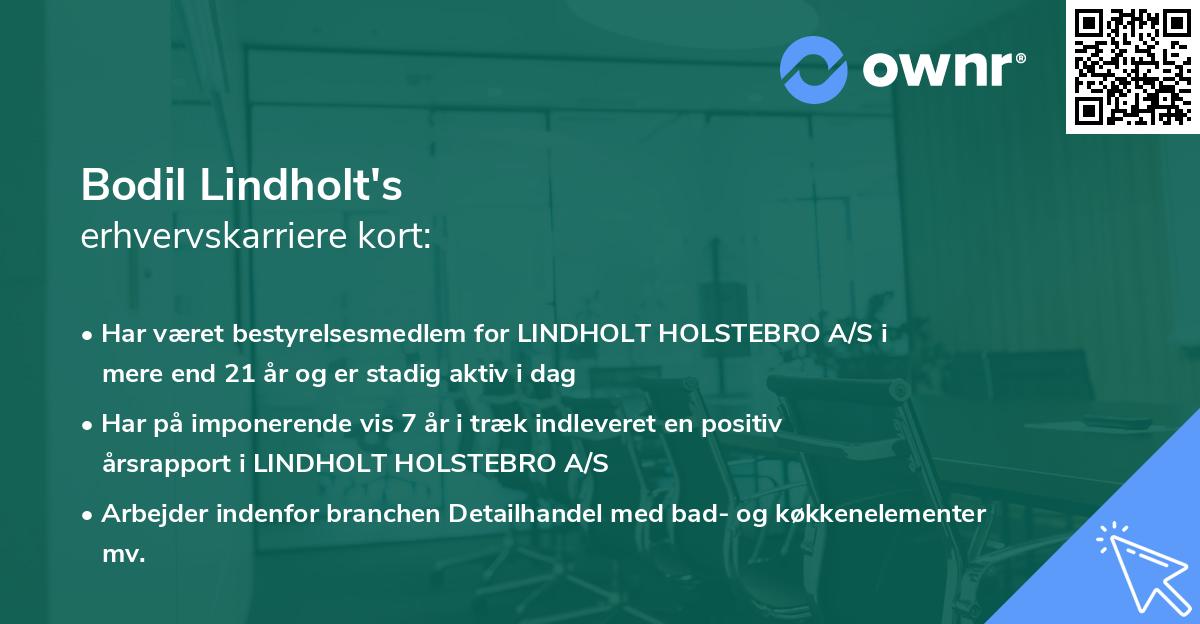Bodil Lindholt's erhvervskarriere kort