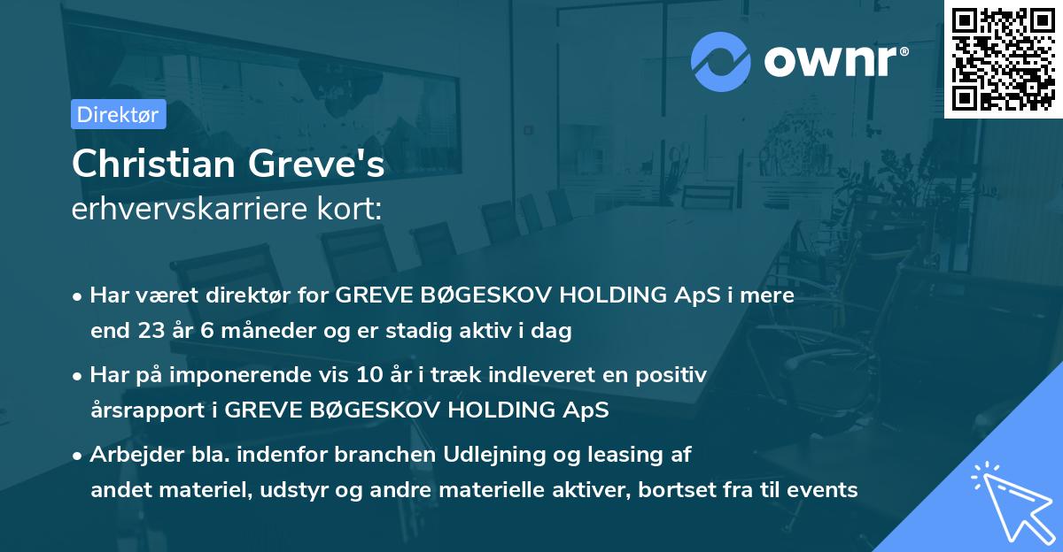 Christian Greve's erhvervskarriere kort