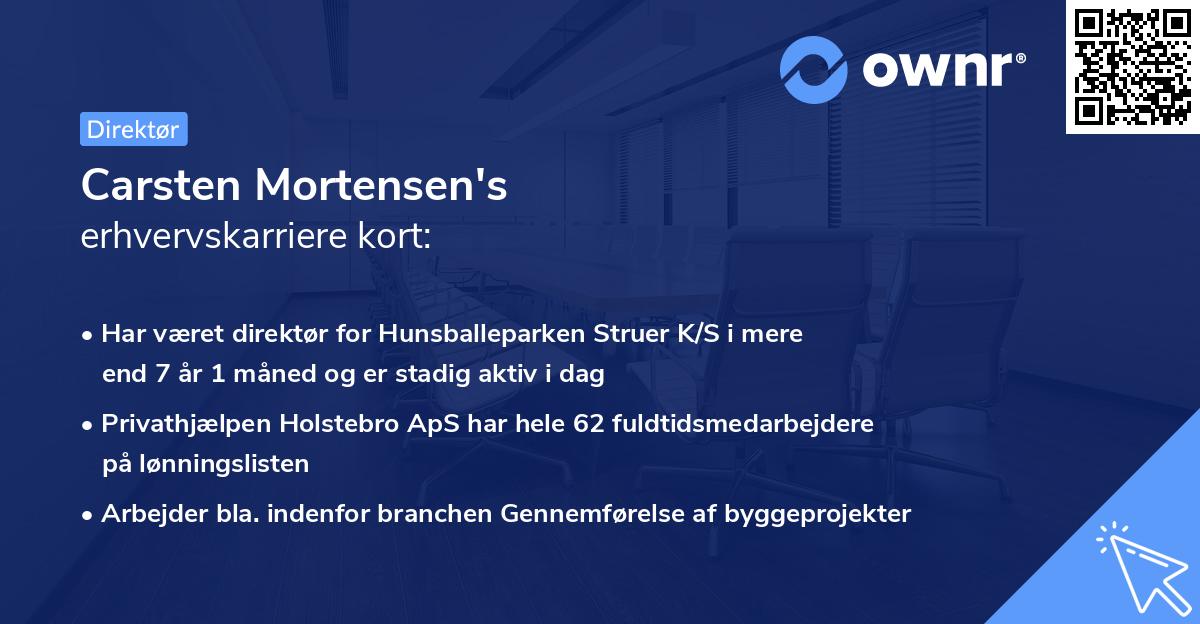Carsten Mortensen's erhvervskarriere kort