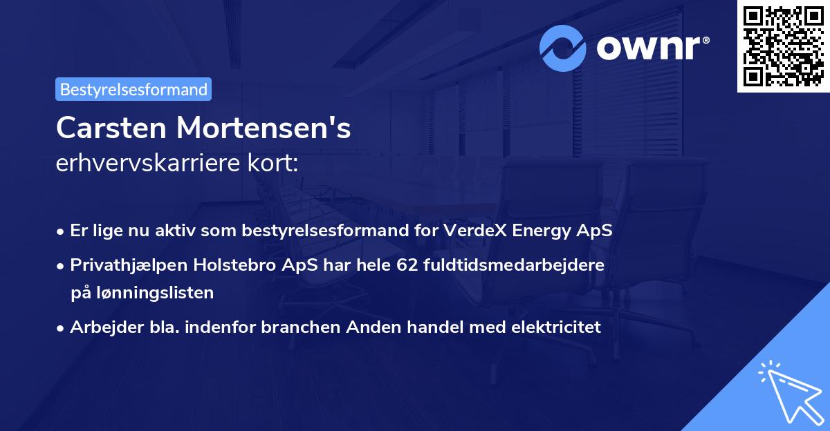 Carsten Mortensen's erhvervskarriere kort