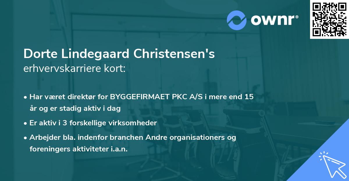 Dorte Lindegaard Christensen's erhvervskarriere kort