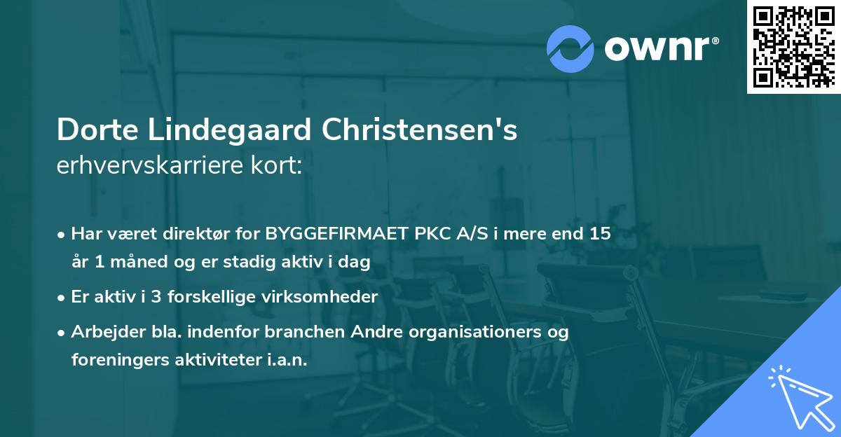 Dorte Lindegaard Christensen's erhvervskarriere kort