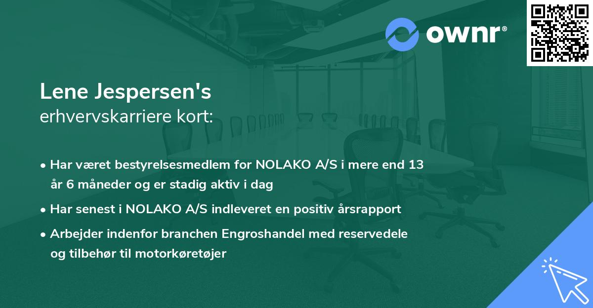 Lene Jespersen's erhvervskarriere kort