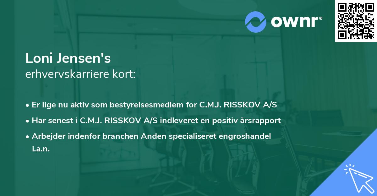 Loni Jensen's erhvervskarriere kort