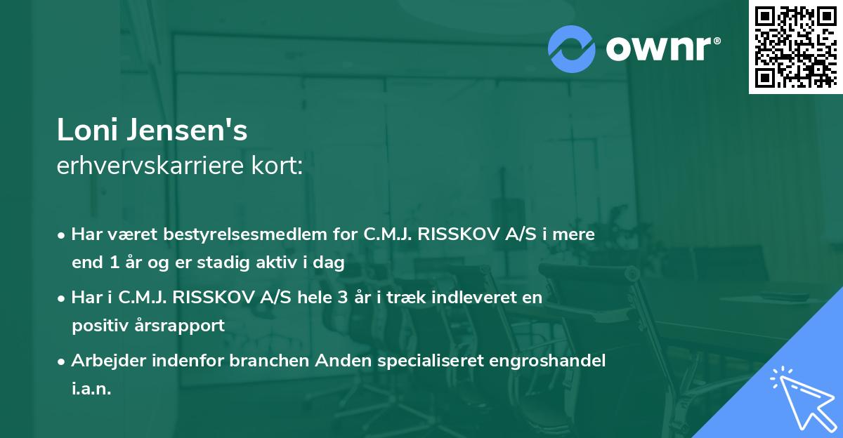 Loni Jensen's erhvervskarriere kort