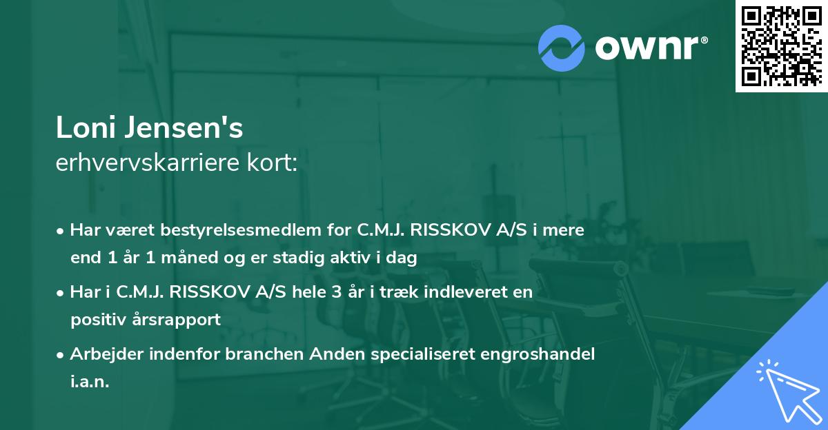 Loni Jensen's erhvervskarriere kort