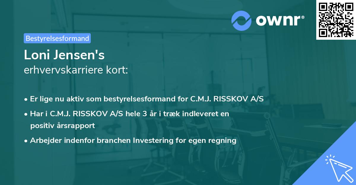 Loni Jensen's erhvervskarriere kort