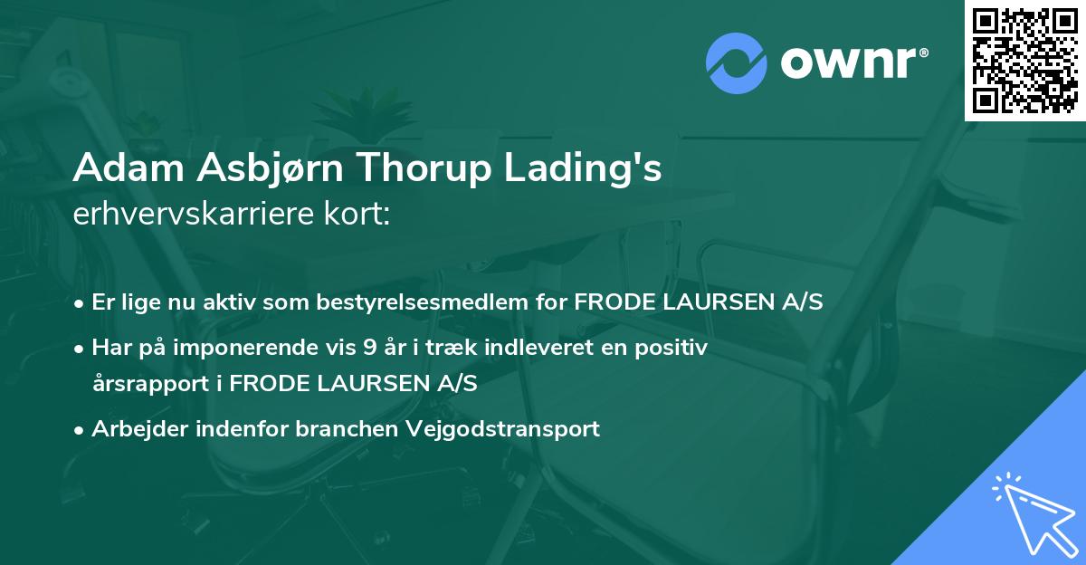 Adam Asbjørn Thorup Lading's erhvervskarriere kort