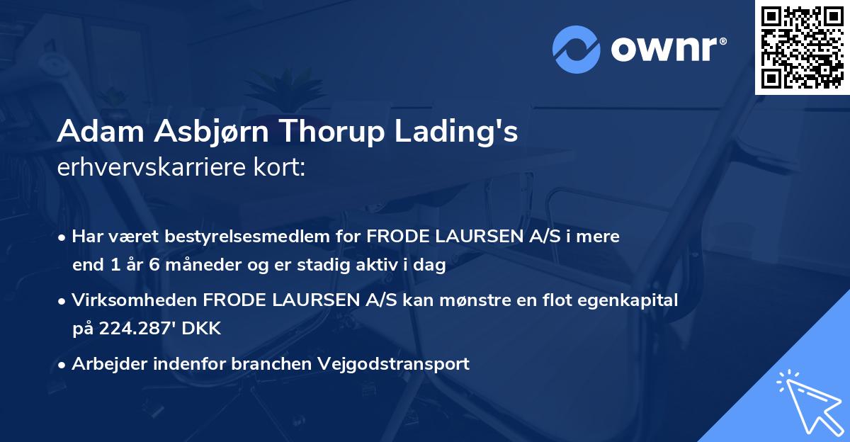 Adam Asbjørn Thorup Lading's erhvervskarriere kort