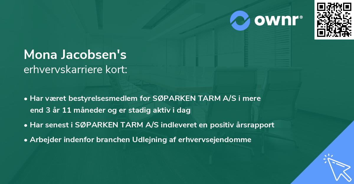 Mona Jacobsen's erhvervskarriere kort