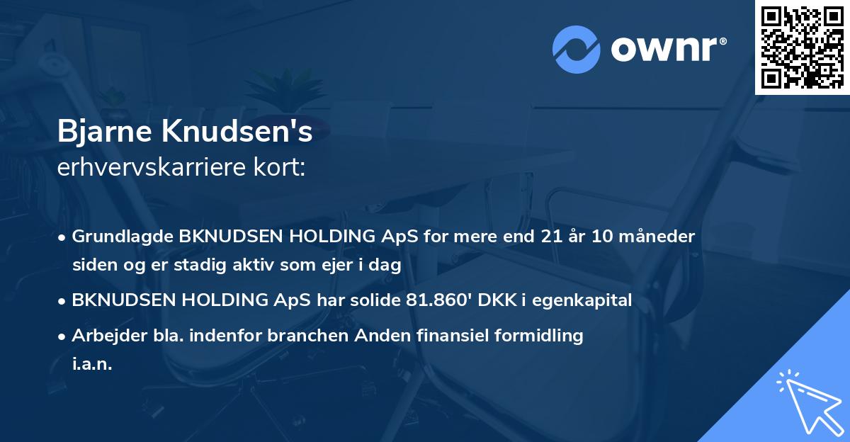 Bjarne Knudsen's erhvervskarriere kort