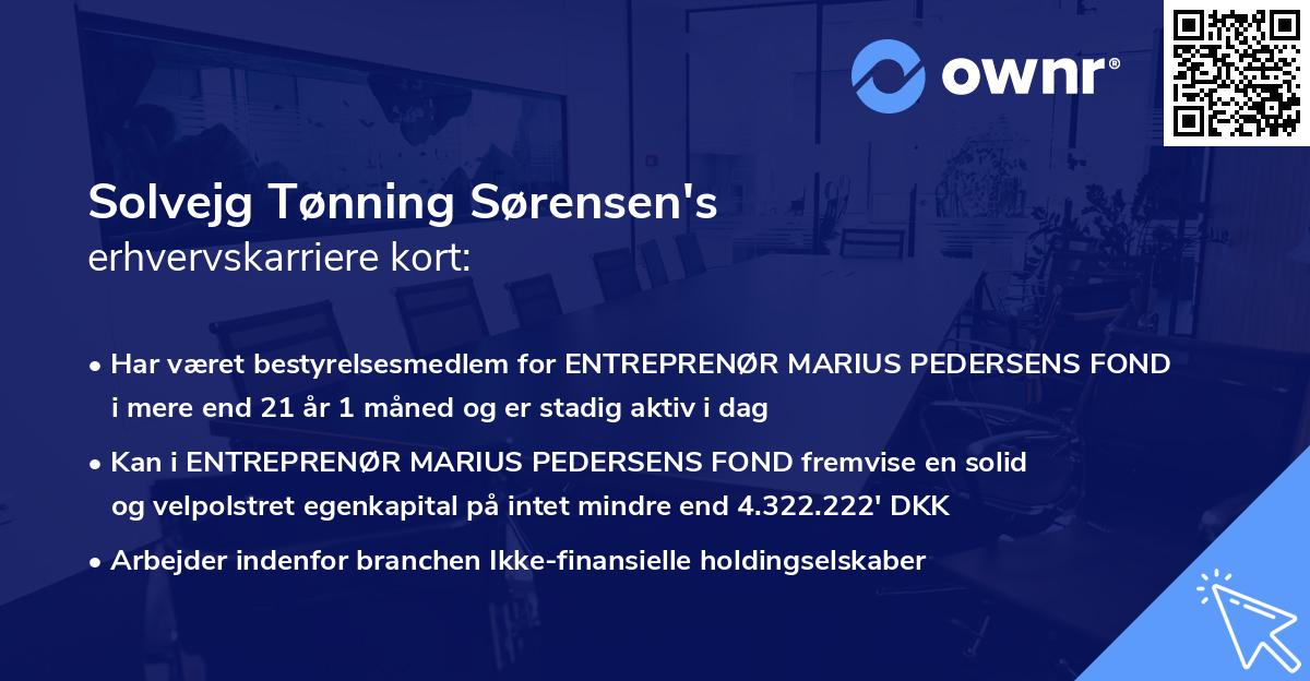 Solvejg Tønning Sørensen's erhvervskarriere kort