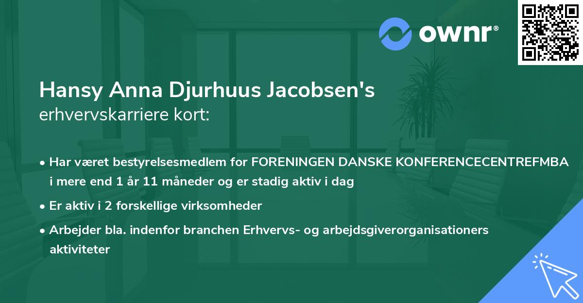 Hansy Anna Djurhuus Jacobsen's erhvervskarriere kort