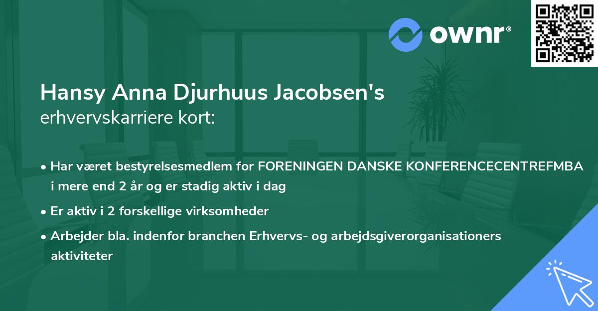 Hansy Anna Djurhuus Jacobsen's erhvervskarriere kort