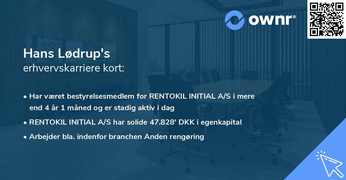 Hans Lødrup's erhvervskarriere kort